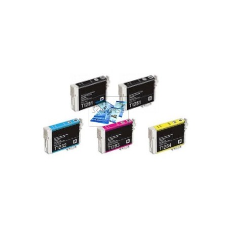 Set 5 Cartucce Compatibili Rainbow Per Epson T1281 T1282 T1283 T1284
