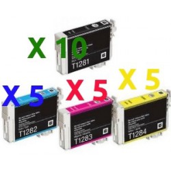 Set 25 Cartucce Compatibili Super Rainbow Per Epson T1281 T1282 T1283 T1284