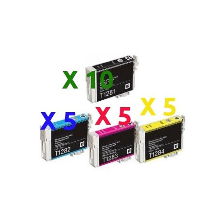 Set 25 Cartucce Compatibili Super Rainbow Per Epson T1281 T1282 T1283 T1284