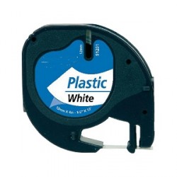 Nastro Etichette Dymo Compatibili S0721660 12mm x 4M Bianco Nero plastificato