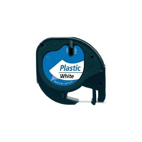 Nastro Etichette Dymo Compatibili S0721660 12mm x 4M Bianco Nero plastificato