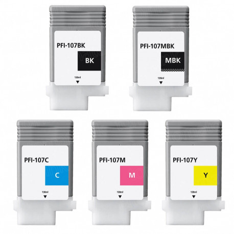 Multipack 5 Cartucce Per Canon PFI 107 Compatibili